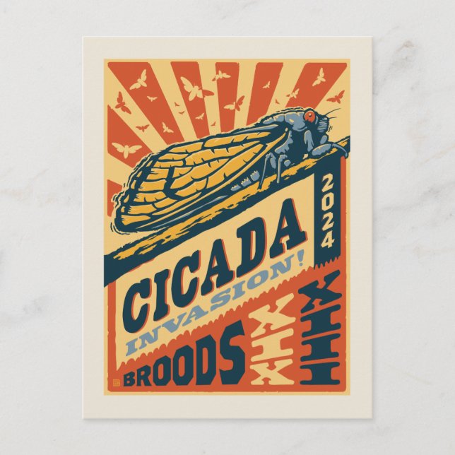 Cartão Postal Cicada Invasão 2024 - Letra Press (Frente)