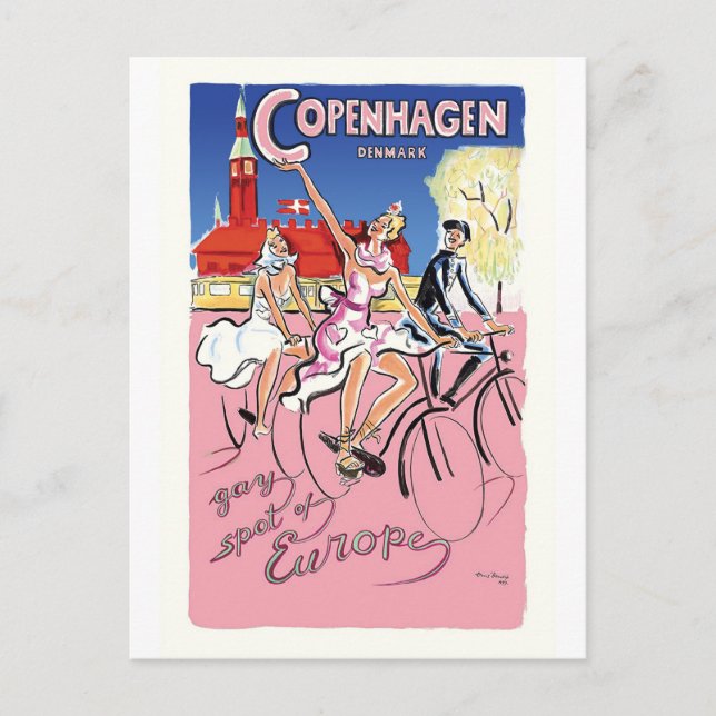 Cartão Postal Ciclismo em Copenhague, Dinamarca (Frente)