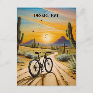 Cartão Postal Ciclismo Rato do Deserto Bicicleta de Montanha Pôr
