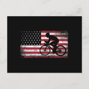 Cartão Postal Ciclista Bicicleta Americana Bandeira 4 de julho