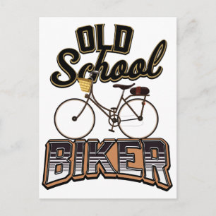Cartão Postal Ciclista motociclista Old School