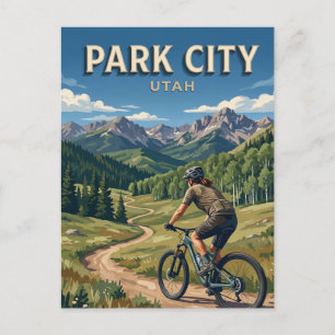 Cartão Postal Ciclista viajante de Park City Utah