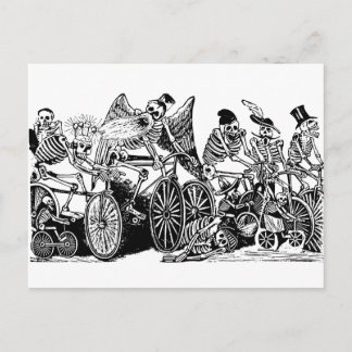 Cartão Postal Ciclistas esqueletos por José Guadalupe Posada