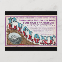 Cartão Postal Ciclone Clipper veleiros 1900