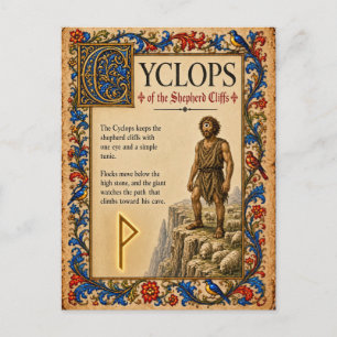 Cartão Postal Cíclope, Arte de Bestiário Medieval