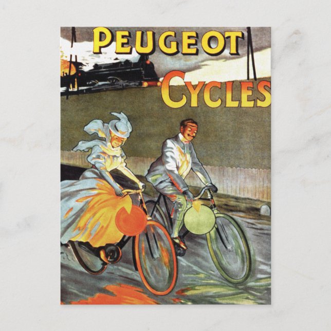 Cartão Postal Ciclos Peugeot Vintage Bicycle Art (Frente)