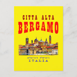 Cartão Postal Cidade Alta (Citta Alta) em Bergamo. Itália.