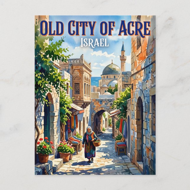 Cartão Postal Cidade Antiga de Acre Israel (Frente)