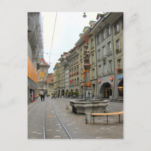 Cartão Postal Cidade antiga de Berna - Torre de relógio medieval