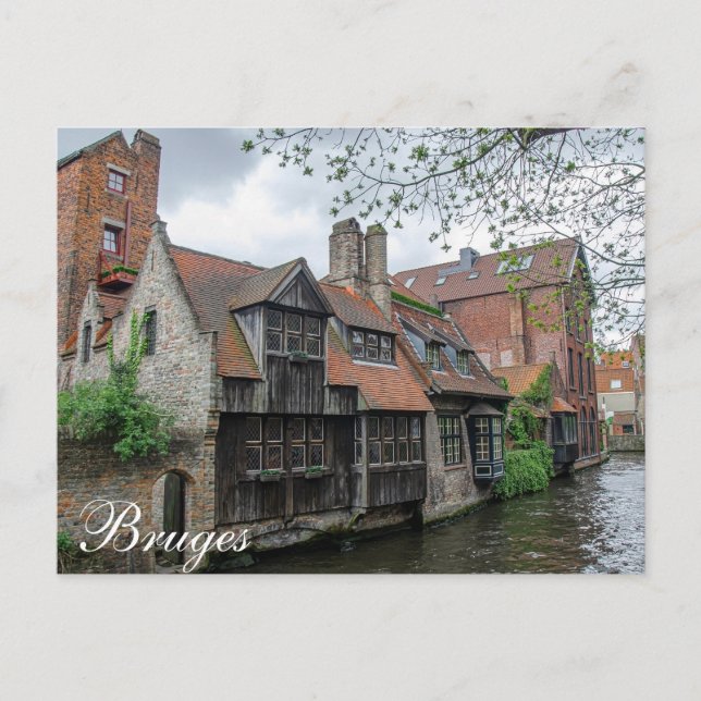 Cartão Postal Cidade antiga de Bruges na Bélgica (Frente)