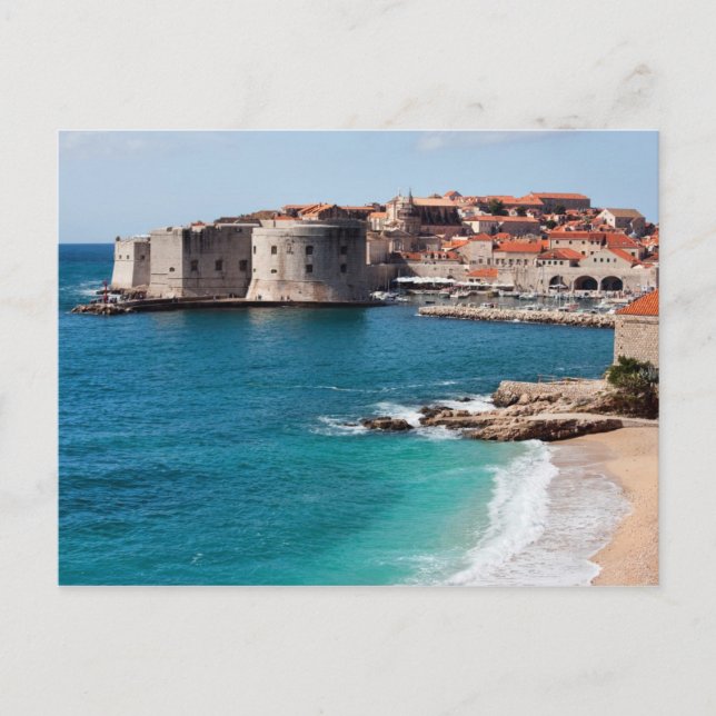 Cartão Postal Cidade Antiga de Dubrovnik e Mar Adriático (Frente)