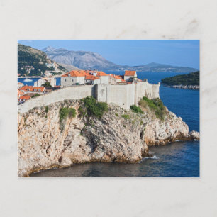 Cartão Postal Cidade Antiga de Dubrovnik em um Alto Cliff