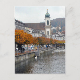 Cartão Postal Cidade antiga de Lucerne - Igreja Jesuíta e orla