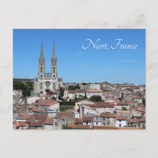 Cartão Postal Cidade antiga de Niort Skyline, França (Frente)