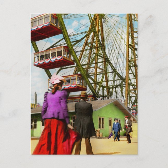 Cartão Postal Cidade - Chicago, IL - A primeira Roda Gigante 189 (Frente)