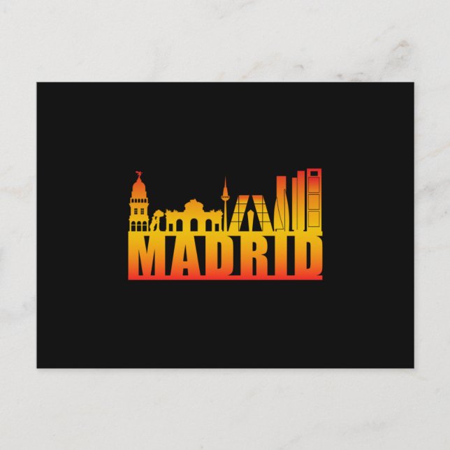 Cartão Postal Cidade da Espanha de Madrid - Gift Funny Skyline (Frente)