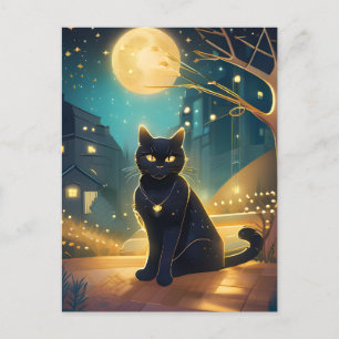 Cartão Postal Cidade da Lua Cheia de Gato Negro