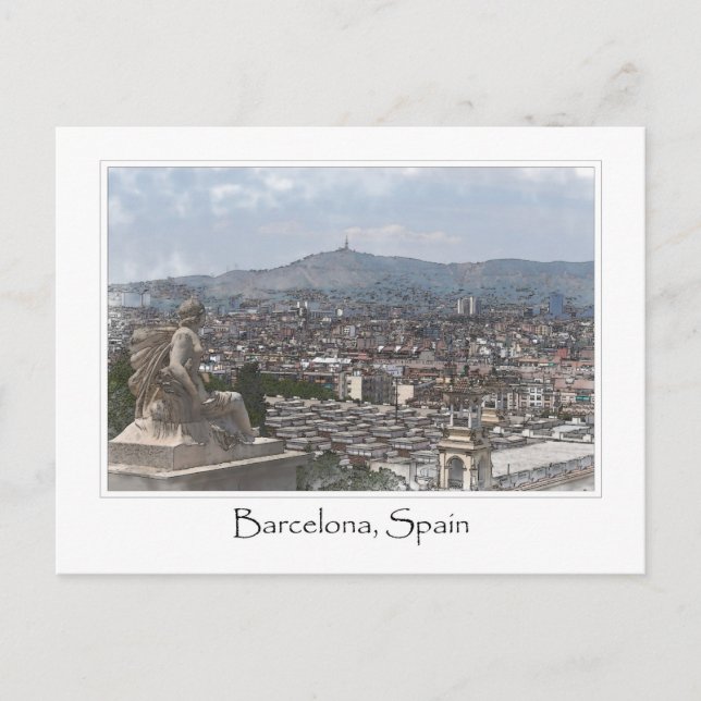 Cartão Postal Cidade da paisagem urbana Espanha de Barcelona (Frente)