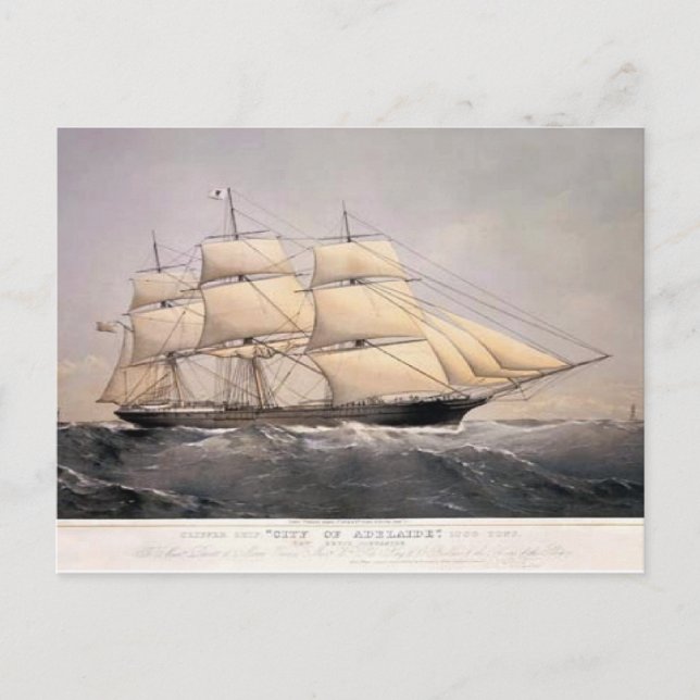 Cartão Postal Cidade de Adelaide Clipper - 1800s (Frente)