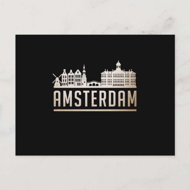 Cartão Postal Cidade de Amsterdã Ideia de Skyline Engraçado (Frente)