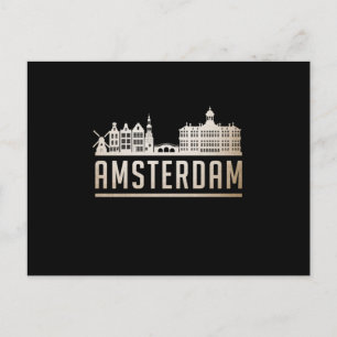 Cartão Postal Cidade de Amsterdã Ideia de Skyline Funny Gift