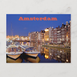 Cartão Postal Cidade de Amsterdã por Noite