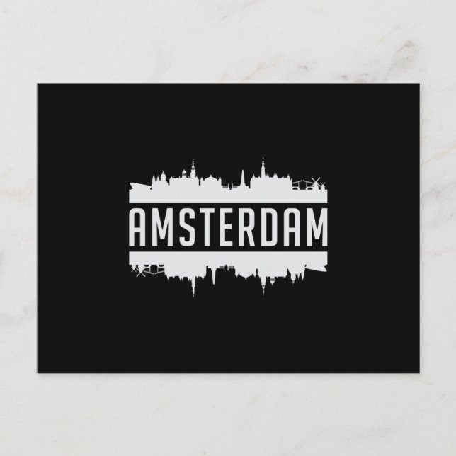 Cartão Postal Cidade de Amsterdã Skyline Cityscape Funny Idet (Frente)