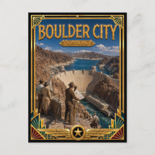 Cartão Postal Cidade de Boulder Nevada Arte Deco Vintage Idade D
