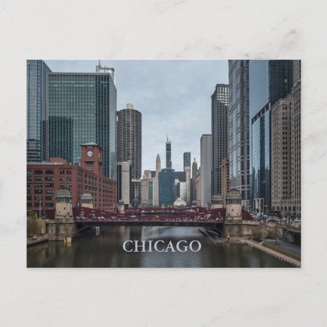 Cartão Postal Cidade de Chicago, Illinois. Texto Personalizado (Frente)