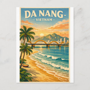 Cartão Postal Cidade de Da Nang, Vietnã, em um clássico retrô