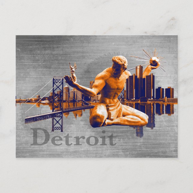 Cartão Postal Cidade de Detroit (Frente)
