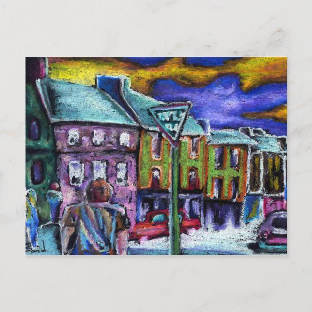 Cartão Postal Cidade de Dingle ao anoitecer (Frente)