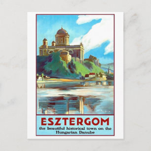 Cartão Postal Cidade de Esztergom no rio Danúbio, Hungria, colh
