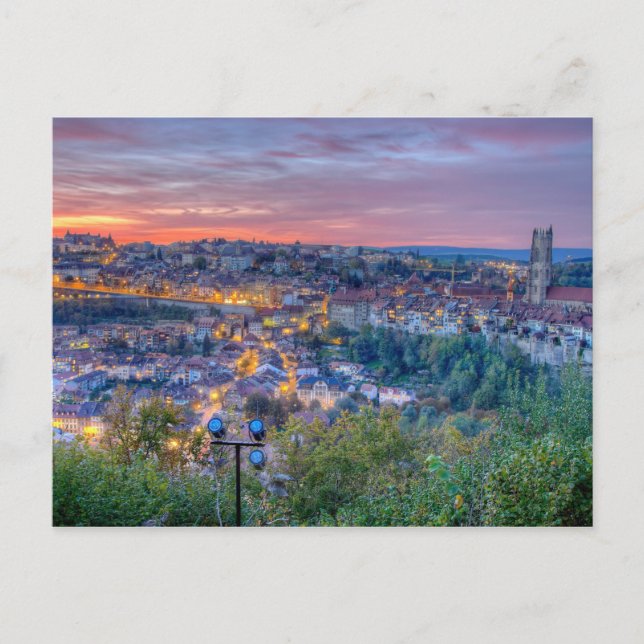 Cartão Postal cidade de Fribourg, Suiça (Frente)