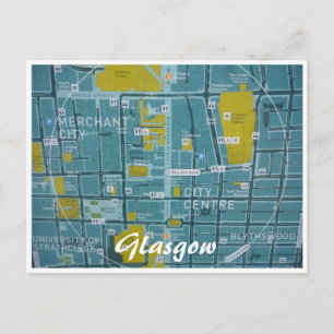 Cartão Postal cidade de glasgow do mapa