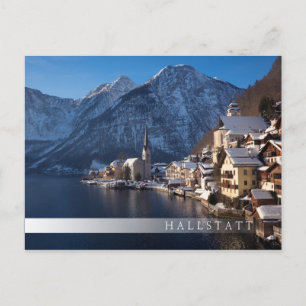 Cartão Postal Cidade de Hallstatt na neve no inverno