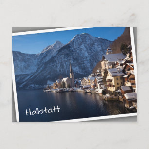 Cartão Postal Cidade de Hallstatt na neve no inverno