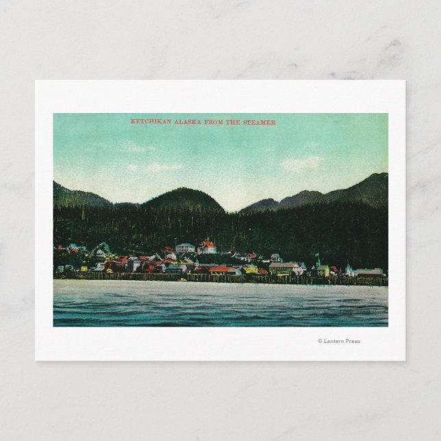 Cartão Postal Cidade de Ketchikan, Alasca, de Navio a vapor (Frente)