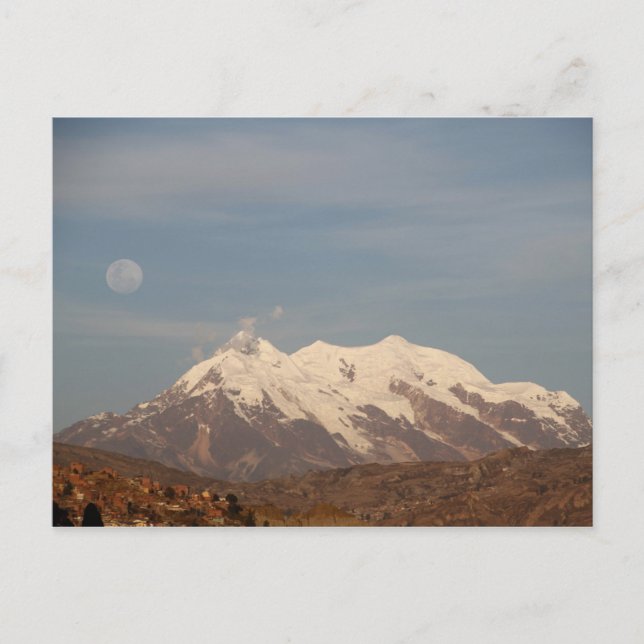 Cartão Postal Cidade de La Paz, Bolívia Illimani Snow Mountain (Frente)