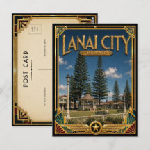 Cidade de Lanai Havaí Arte Deco Vintage Idade Dour