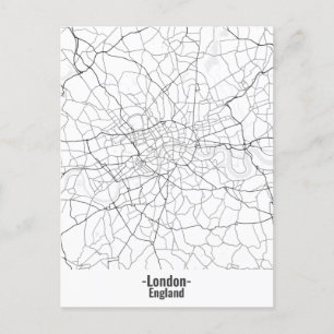 Cartão Postal Cidade de Londres minimalista branca e preto