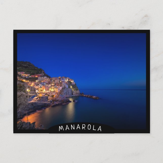 Cartão Postal Cidade de Manarola no Cinque Terre à noite (Frente)