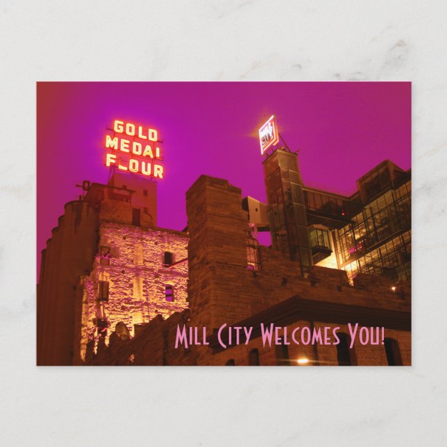 Cartão Postal Cidade de Mill à Noite (Frente)