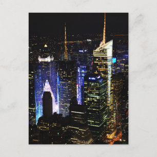 CARTÃO POSTAL CIDADE DE NOVA YORK À NOITE FOTOGRAFIA AÉREA CARTÃ