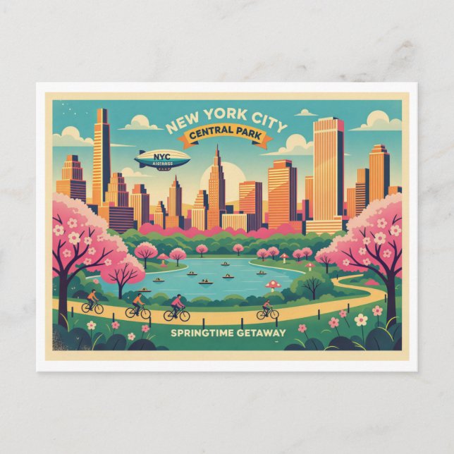 Cartão Postal Cidade de Nova York, Central Park Primavera   (Frente)