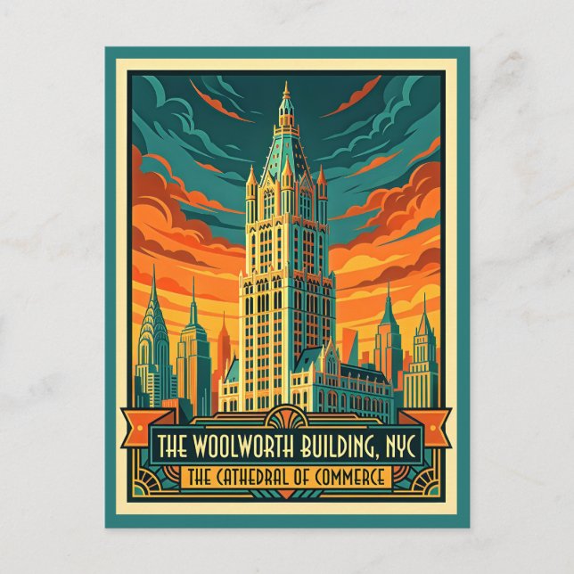 Cartão Postal Cidade de Nova York, Edifício Woolworth anos 1920  (Frente)