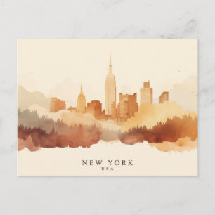 Cartão Postal Cidade de Nova York, EUA Viagem Minimalista Boho