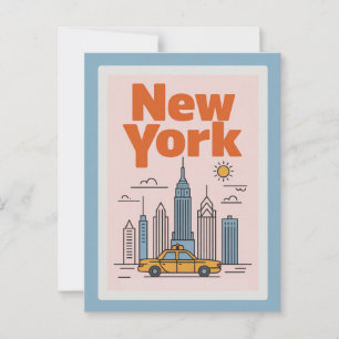 Cartão Postal Cidade de Nova York Moderna Minimalista Skyline 