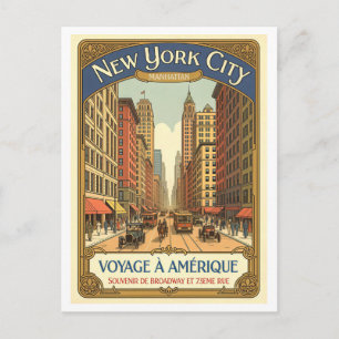 Cartão Postal Cidade de Nova York, Retro Francês Bway & 73rd Úni