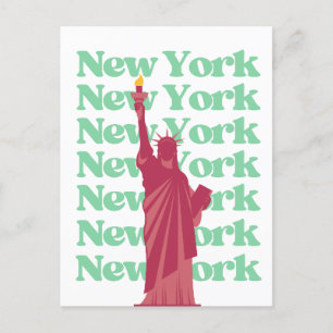 Cartão Postal Cidade de Nova York Rosa Verde Viagem NYC